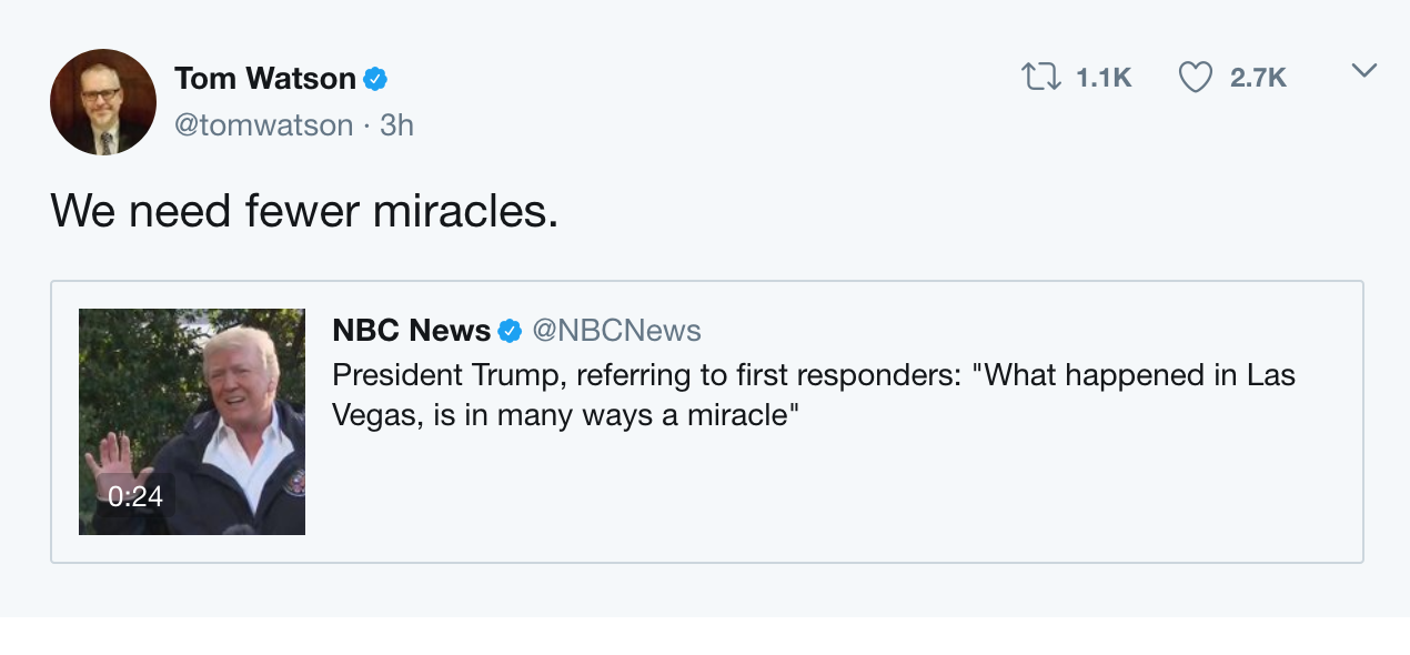 Trump responds to Las Vegas shooting: "What happened is, in many ways, a miracle."